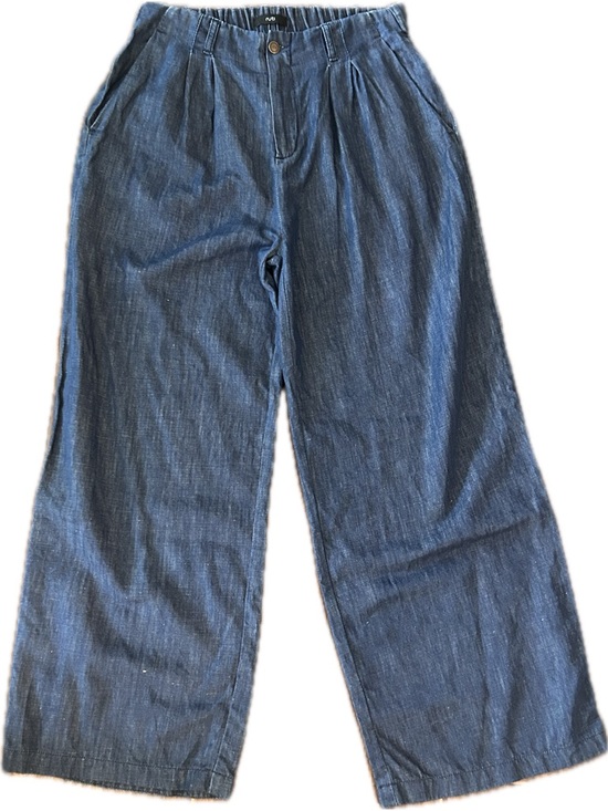 Ruti Denim - Ruti High-Rise Wide-Leg Trouser Jeans - Dark Blue Chambray-Style, like new